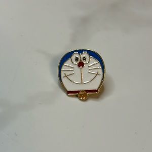 Small Blue & White Enamel Cat Pin